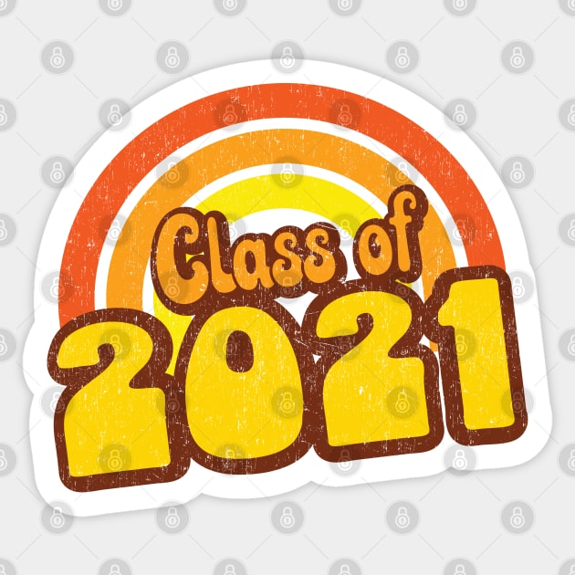 Retro Rainbow Class of 2021 distressed Sticker by Jitterfly